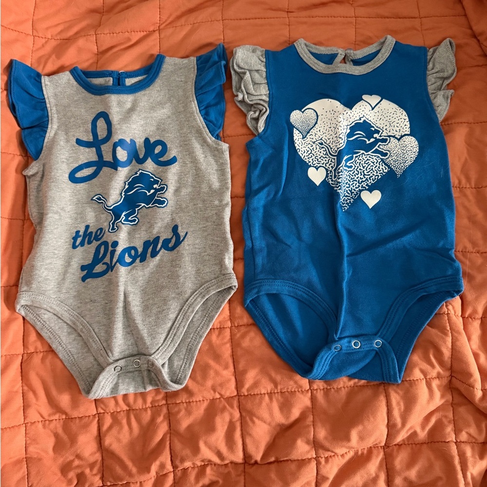 Gerber’s NFL Detroit Lions Flutter Sleeve Bodysuits 6-9 Months GUC Bundle